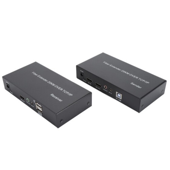 HD 1080P 60Hz KVM Fiber Converter with USB Interface, Transmission Distance up to 20 km